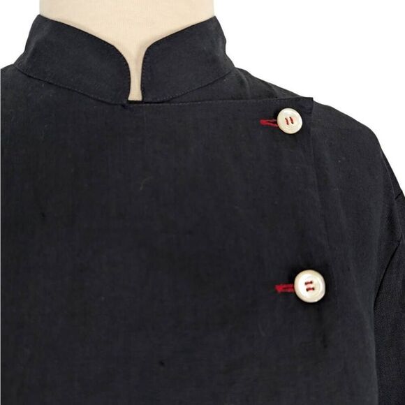 Daniela Gerini M IT 44 Black Linen Chefs Jacket NWT VTG Atelier Y2K Fits L XL - Picture 3 of 8